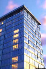 Fototapeta premium Majestic Modern Glass Skyscraper Reaching Towards the Sky