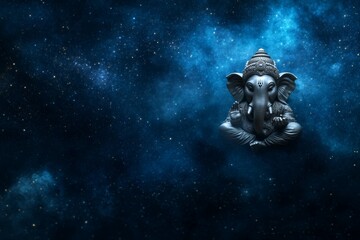 Fototapeta premium Ganesha statue in cosmic space with starry background