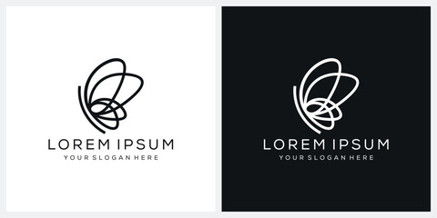 abstract butterfly logo design vector template, line graphic concept
