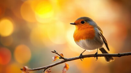 Selective focus on a bird perched on a branch, with the surrounding forest softly blurred in the frame