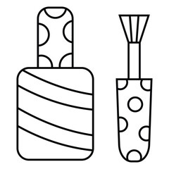 Hand Drawn Cute Cosmetics Coloring Book Vector Illustration. Bold and Easy Nail polish Coloring Page for Adults and Kids. Coloring Sheet for Stress Relief and Relaxation