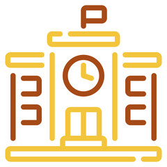 Stylized Illustration of a Town Hall Building