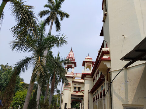22 June 2023 Varanasi India. Entrance of Benaras Hindu University (BHU) in Varanasi with selective focus. Yellow gate of Asia's biggest University, situated in India.