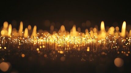 A celebratory banner with radiant golden fireworks and glowing bokeh lights arranged on a dark and elegant backdrop