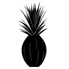 Simple creative flat 2D black and white silhouette illustration of a single pandanus fruit isolated on a white transparent background