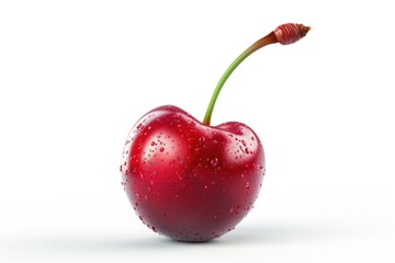 Ripe fresh red cherry isolated on white background. With clipping path.  cherry