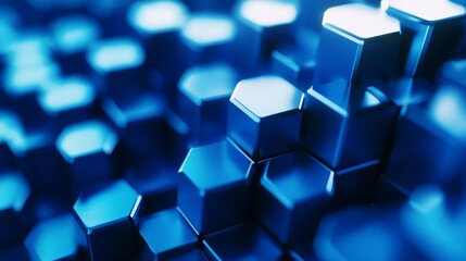 Abstract Blue Background with Hexagonal Geometric Pattern Creating a Modern Futuristic Design