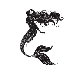 A drawing of a Mermaid black vector