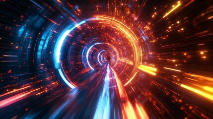 Abstract Futuristic Design Elements with Glowing Lines and Geometric Shapes