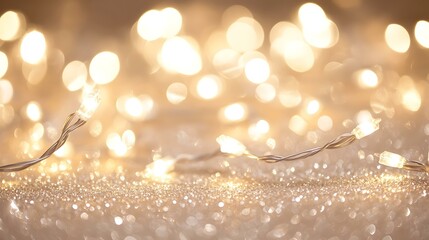 A glowing background of silver glitter lights with subtle bokeh effects, creating a festive and elegant atmosphere