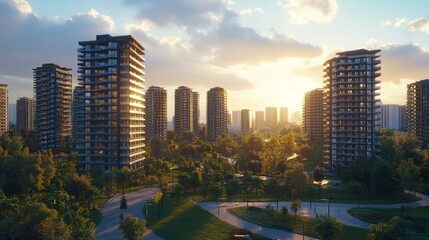 Obraz premium Utilizing Advanced Technology in Urban City Infrastructure with Modern Transport and Skyscrapers