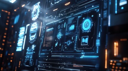 Obraz premium Futuristic Technology Interface: Digital Dashboard Display