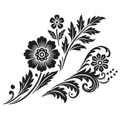 Flower decorative vector elements silhouette