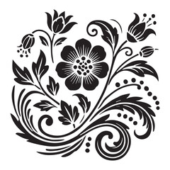 Flower decorative vector elements silhouette