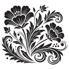 Flower decorative vector elements silhouette