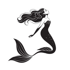 A drawing of a Mermaid black vector
