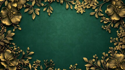 A luxurious holiday background in a rich green palette with elegant text and a central blank area for promotional messages