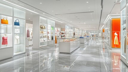 Obraz premium Luxury Boutique Interior with White Glass Display Cases