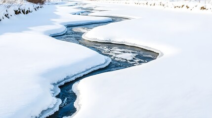 Fototapeta premium Frozen River in Winter Landscape