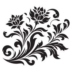Flower decorative vector elements silhouette