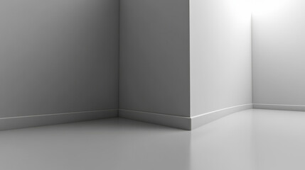 Obraz premium Empty corner of modern interior with smooth white walls and glossy floor