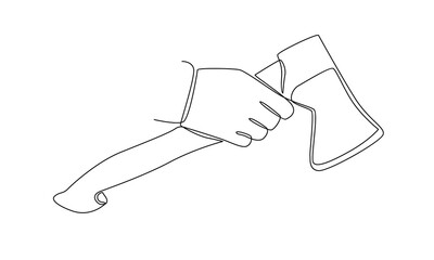 continuous line of axe illustration