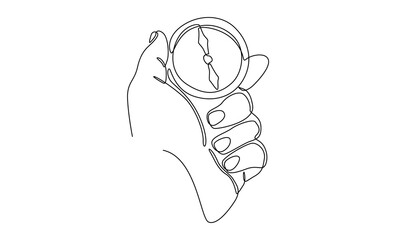 continuous line of hand holding compass