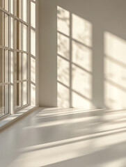 Fototapeta premium Light and shadow play in a minimalist interior space during midday