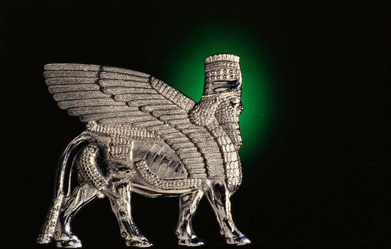 Parsi Zoroastrian symbol Faravahar Farvahar on black background