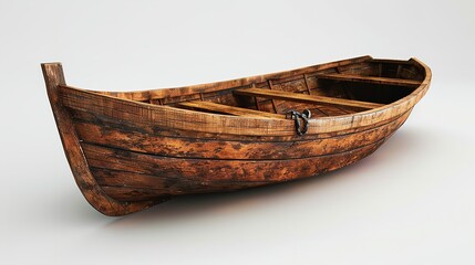 Fototapeta premium old wooden boat on white background.