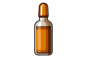  Front view of brown glass ampoule with medicine isolated on white background vector art illustration