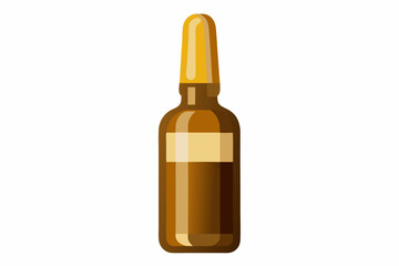  Front view of brown glass ampoule with medicine isolated on white background vector art illustration