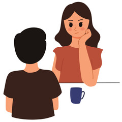 bored woman talking with man illustration