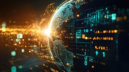 Obraz premium Digital Globe with Binary Code