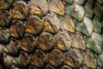Obraz premium The vibrant scales of a serpent exhibit diverse colors and intricate patterns, capturing the beauty of nature. Each scale tells a story of survival and adaptation.