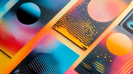 Minimalistic New Year party invitation with sleek abstract patterns, bold celebratory text, and colorful gradients