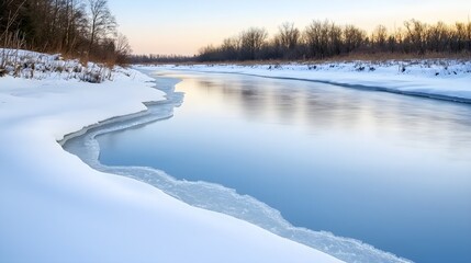 Serene Winter River at Dawn