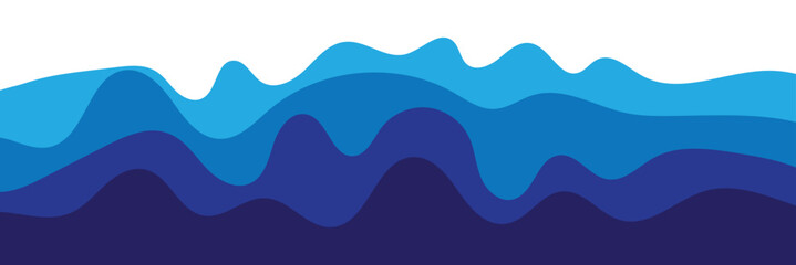 Blue water waves perspective landscape. Vector wave pattern
