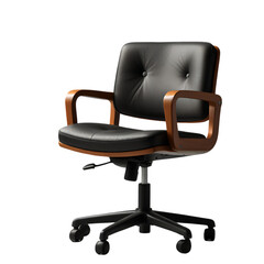 Mid-Century Modern Black Leather Office Chair