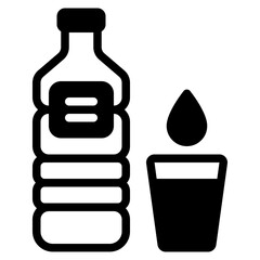 Illustration of Water Bottle and Glass