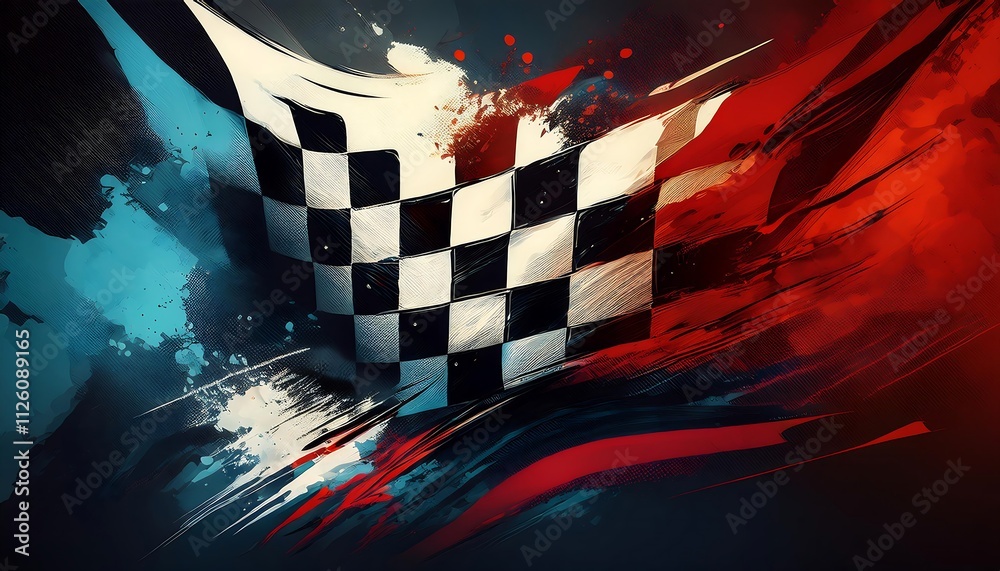 Poster abstract depiction of a checkered racing flag.