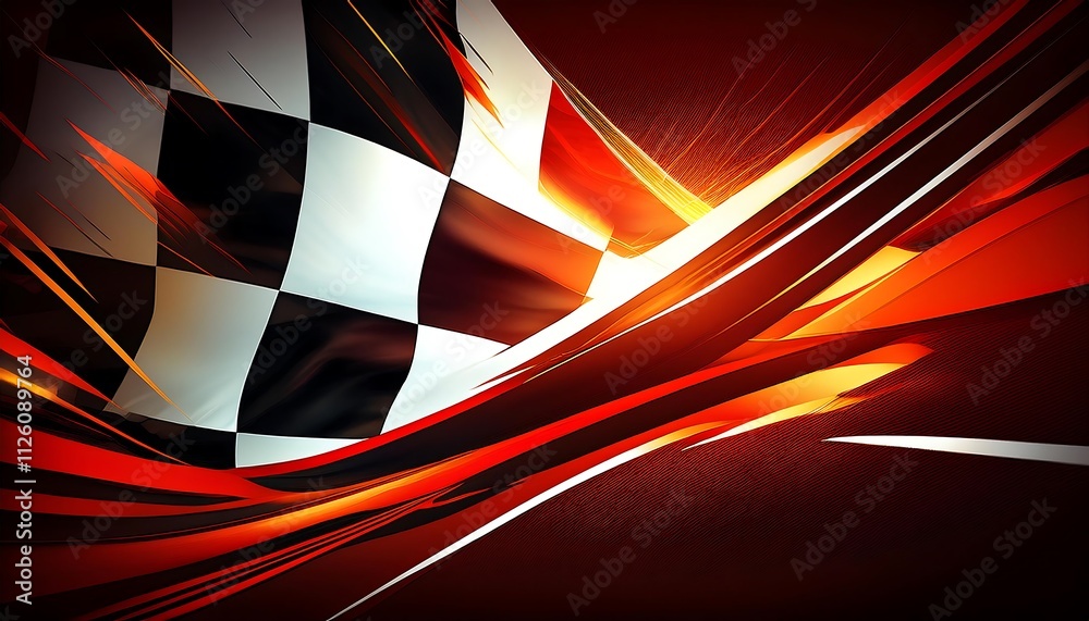 Poster dynamic racing-themed abstract design.
