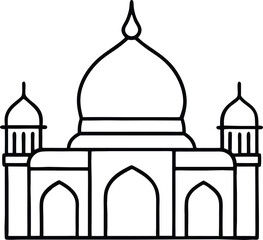 a beautiful mosque vector line art silhouet 