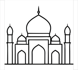 a beautiful mosque vector line art silhouet 
