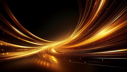 Vibrant golden light trails on a dark background.
