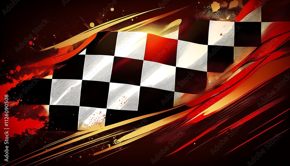 Poster Racing checkered flag with dynamic background.