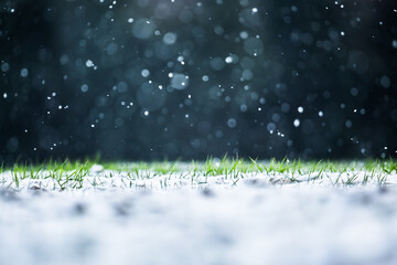 bokeh effect from falling snowflakes