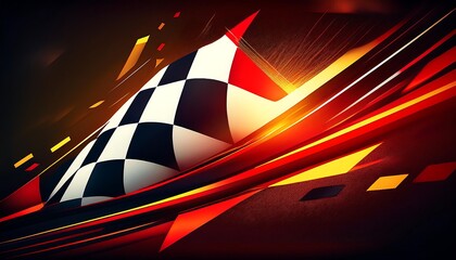Dynamic racing flag design with vibrant colors.