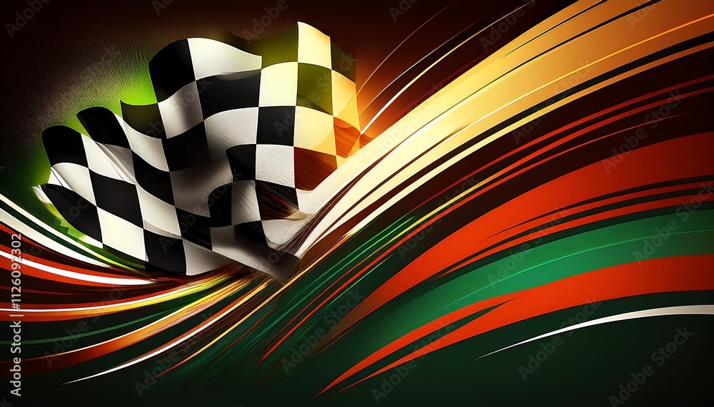 Aufkleber dynamic design featuring a checkered racing flag.