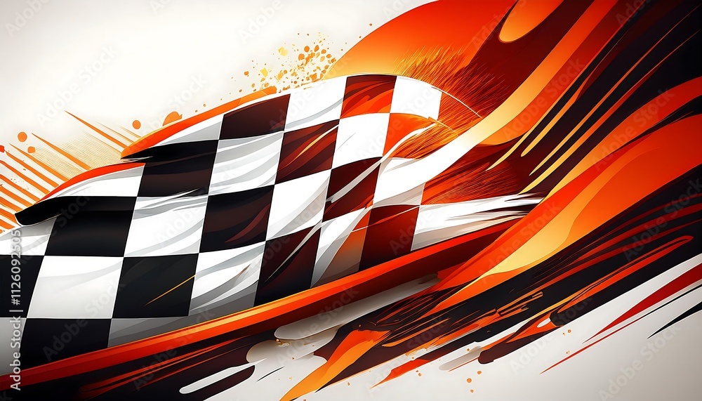 Poster Dynamic racing flag design with vibrant colors.
